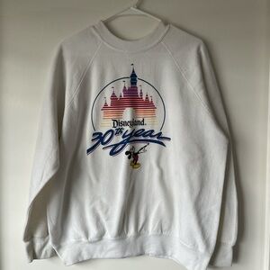 Disney White 30th Anniversary Crewneck Sweater